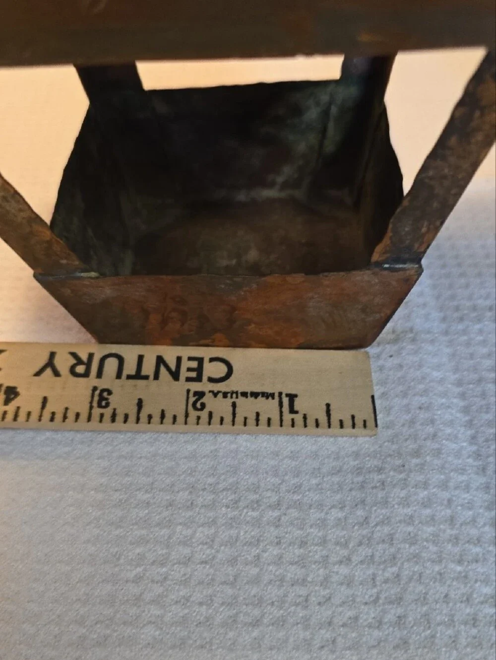 VINTAGE Copper Lantern/Candle Holder & Hanger - Rustic Hand Hammered